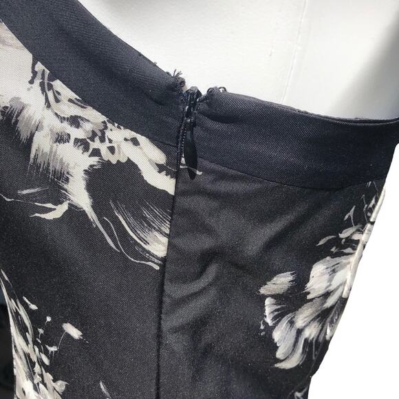 Ann Taylor black white floral off shoulder silk dress  size 4 NEW - Picture 7 of 12